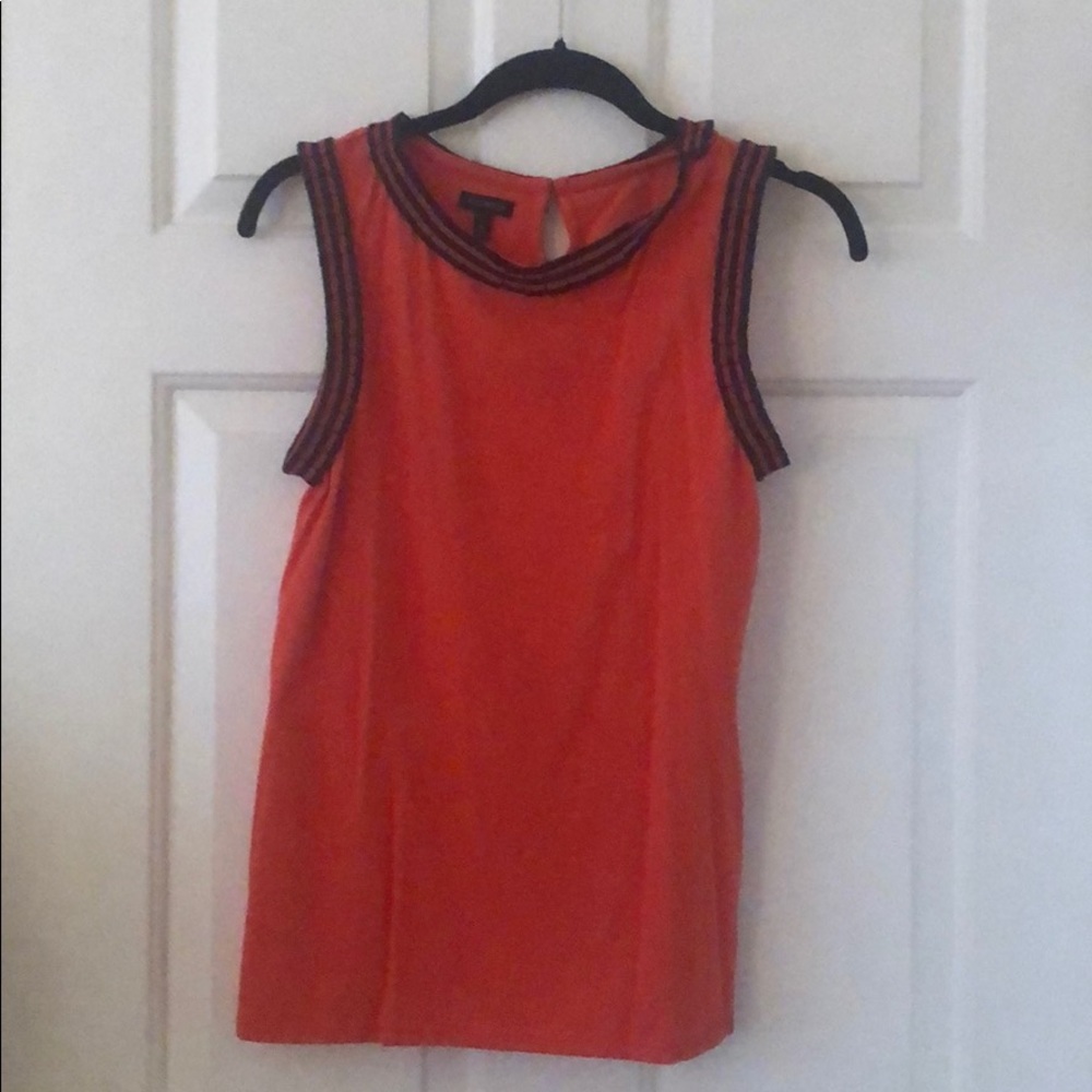 Talbots sleeveless with navy and red ribbon detail